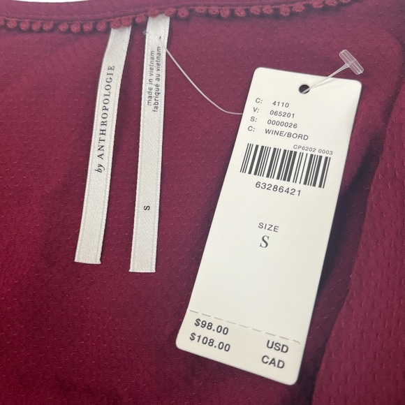 Anthropologie Surplice High-Low Blouse Wine S NWT - Picture 8 of 9